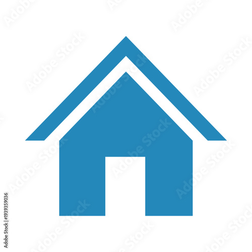 Blue house icon set in flat and outline style. Minimalist real estate, home, and building symbols for web and app interface design. Isolated on white background
