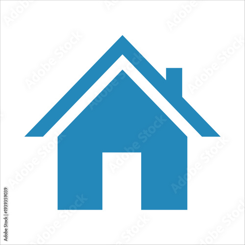 Blue house icon set in flat and outline style. Minimalist real estate, home, and building symbols for web and app interface design. Isolated on white background