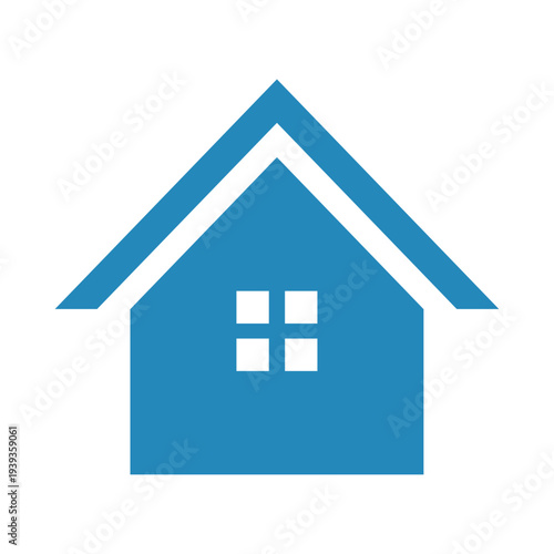 Blue house icon set in flat and outline style. Minimalist real estate, home, and building symbols for web and app interface design. Isolated on white background