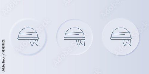 Grey Bandana icon isolated on grey background. Set icons in square buttons. Vector