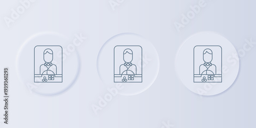Grey Casino dealer icon isolated on grey background. Casino croupier. Set icons in square buttons. Vector