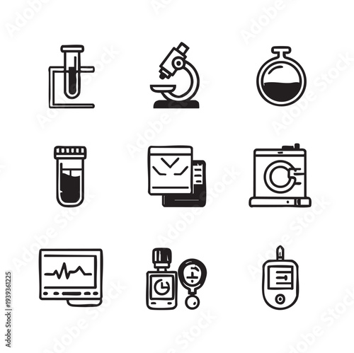 Lab Research and Medical Testing Icons