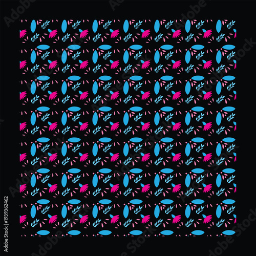 Seamless geometric vector pattern featuring colorful heart shapes and round dots on a light blue grid backdrop for retro fashion fabric or wallpaper design