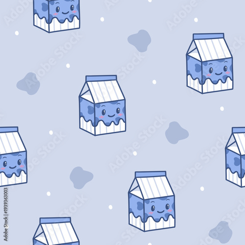 Cute Milk Carton Pattern vector design for print on textile, wrapping, backdrop and other uses.
