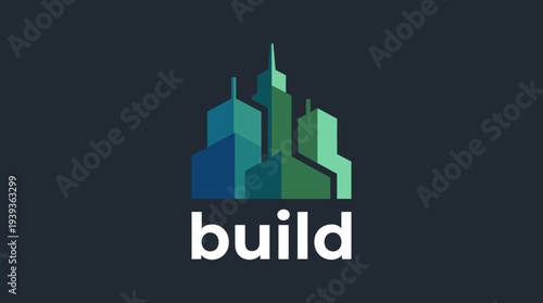 An abstract cityscape logo featuring stylized building silhouettes, representing urban growth and architectural innovation, ideal for real estate or construction branding.
