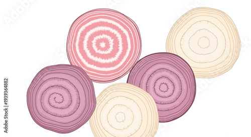 Colorful Circular Patterns on Round Objects.