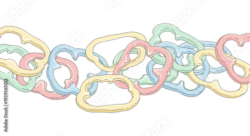 Colorful Interconnected Chain Links on White.