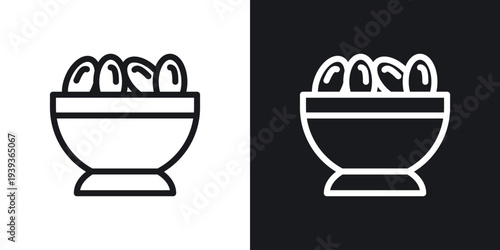 Iftar meal ramadan icon set in black and white stroke lines