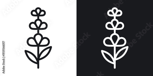 Lavender icon set in black and white stroke lines