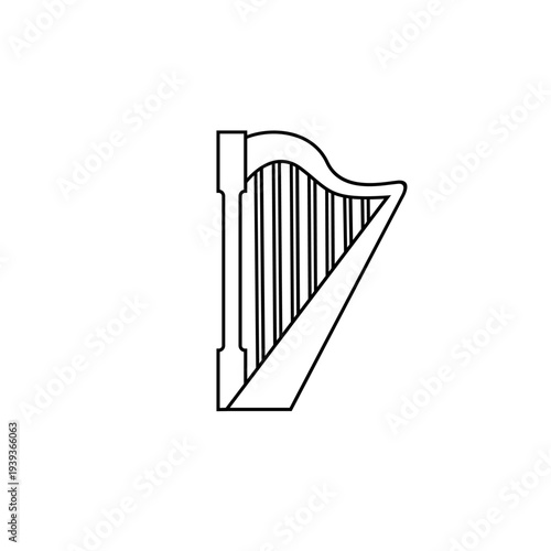Simple Outline Icon of a Harp Musical Instrument