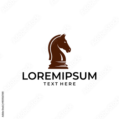 Photography Elegant brown chess knight piece logo design concept.