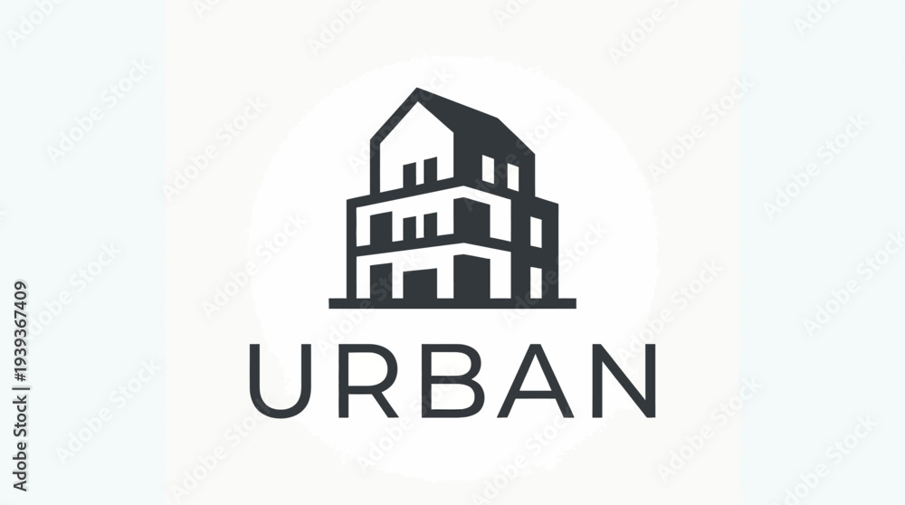 Fototapeta premium This logo represents an urban building with a modern design aesthetic, encapsulating urbanity, sophistication, and style, ideal for real estate or architecture companies.