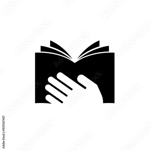Hand Holding Open Book Icon for Education and Learning