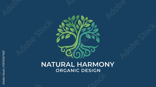 The image showcases a stylish tree logo that symbolizes natural harmony and organic design, promoting eco-friendly principles and a connection to nature.
