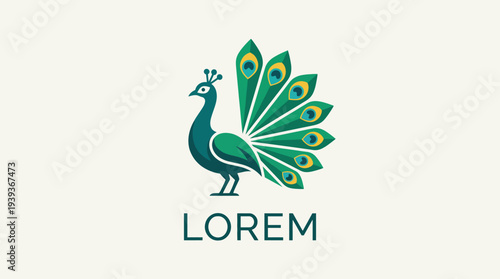 The image displays a stylish peacock logo, symbolizing vibrant creativity and beauty, showcasing elegance and artistic flair that resonate with imagination.