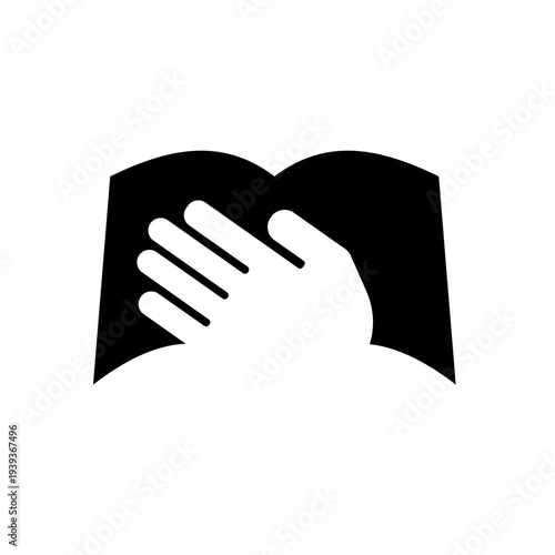Hand Holding Open Book Icon Symbolizing Reading, Education, and Knowledge.