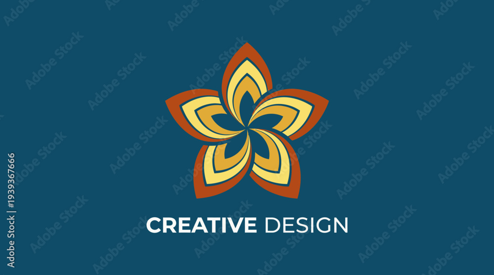 Obraz premium The Creative Design logo features an artistic flower pattern, with vibrant colors representing creativity and nature, ideal for businesses in art or design sectors.