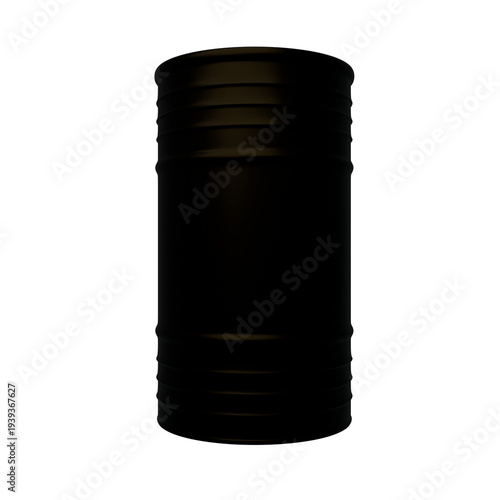 Black oil barrel. Image on a white background. Oil industry concept.