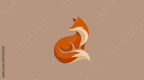 This simplistic fox illustration showcases a vibrant orange color palette that embodies cleverness and playfulness, making it perfect for animal-themed brands or products.