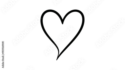 A simple, hand-drawn outline of a heart, symbolizing love, affection, and romance, perfect for design and personal expression