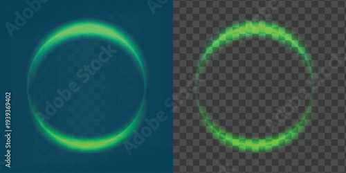 Glowing neon rings abstract design glowing green light vector illustration scalable art
