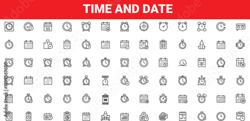 Time and date icons set with clocks calendars and hourglasses flat design vector illustration