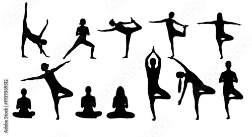 Yoga poses silhouettes