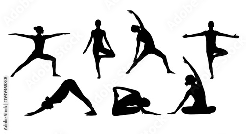 Yoga poses silhouette