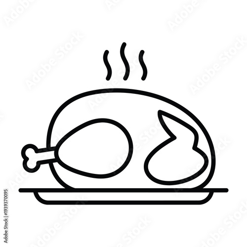 Freshly cooked whole chicken on a serving plate with steam rising in a minimalistic style