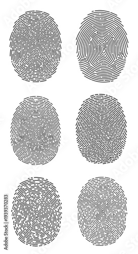 Abstract Fingerprint Patterns Set, Unique Identity Concept, Digital Security and Biometrics