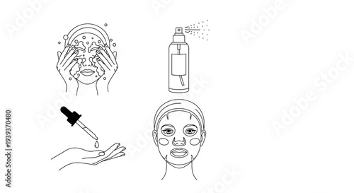 Spa day facial treatments and skincare routine steps.