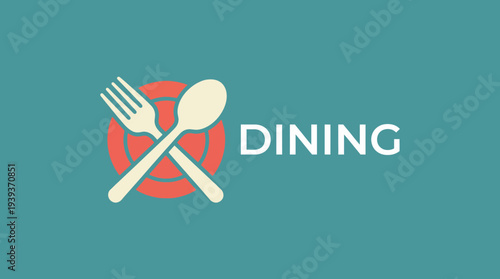 This image features a modern dining concept logo that combines a fork and spoon in a minimalistic style, ideal for restaurants and food-related businesses.