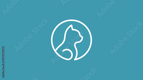 This image displays a clean and elegant silhouette of a cat inside a circle, perfect for pet-related businesses or brand identity for feline enthusiasts.