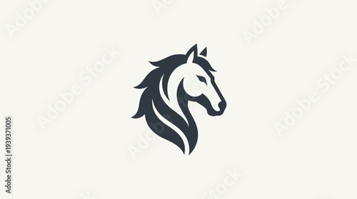 This striking logo features a majestic horse head, symbolizing strength, freedom, and grace, making it a perfect representation for equestrian brands, sports, or lifestyle businesses.
