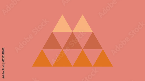 This image features stylized geometric triangles creating a mountain shape, reflecting simplicity and a modern aesthetic in a warm color palette.