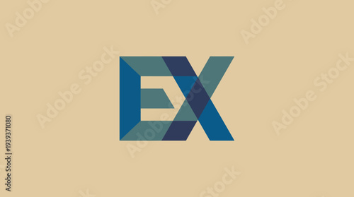 The image showcases a bold letter 'E' and 'X' in geometric shapes, reflects modernity with a blend of colors that invoke creativity and interest in design.