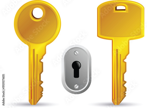 Assorted metal keys for property management and security branding vector