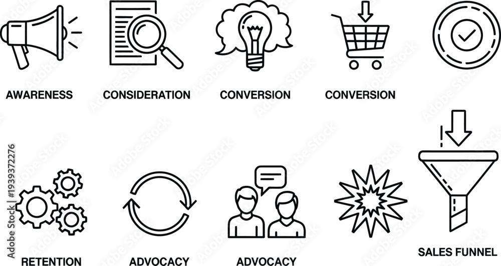 Fototapeta premium Marketing and business strategy icons