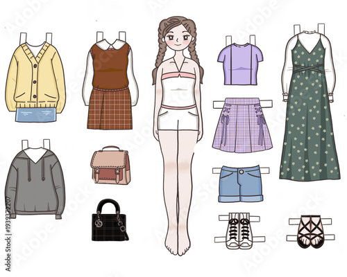 Paper doll of a set of clothes girl