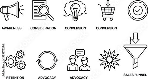 Marketing and business strategy icons