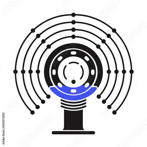 Digital network connection, Microphone sending out sound waves broadcast signal, Technology innovation concept vector illustration