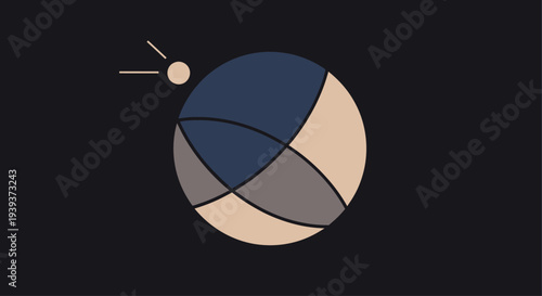 Abstract Globe with Orbiting Satellite, Minimalist Design, Space Exploration Concept