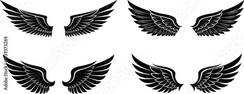 Vector illustration of stylized wing silhouettes symbolizing freedom, flight, identity, diversity, culture, tradition, inclusivity, and education