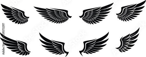 Vector illustration of stylized wing silhouettes symbolizing freedom, imagination, identity, diversity, culture, tradition, inclusivity, and education