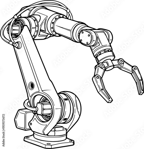Industrial robot arm with articulated joints and robotic manipulator end effector