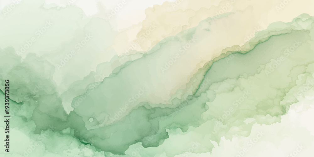 Obraz premium A serene mountain landscape features a watercolor winter scene with white clouds across a blue sky above an abstract snowy horizon and icy water