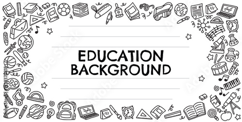 Hand drawn education doodle element banner template vector background