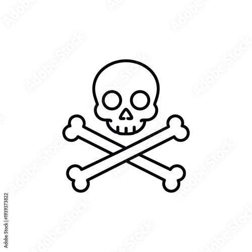 Skull and crossbones toxic hazard icon black and white vector symbol for work safety warning labels