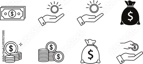 Financial icons and money symbols