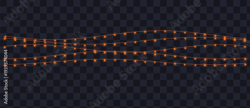 Wavy orange string lights create a warm and inviting glow across three parallel lines